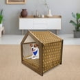 thumbnail image 3 of Zambia Pet House, Kenya Motif Geometrical Effects Print, Outdoor & Indoor Portable Dog Kennel with Pillow and Cover, 5 Sizes, Yellow Brown Green, by Ambesonne, 3 of 5