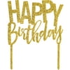 Way to Celebrate Gold Glitter Happy Birthday Cake Topper, 4.5" x 5.5"
