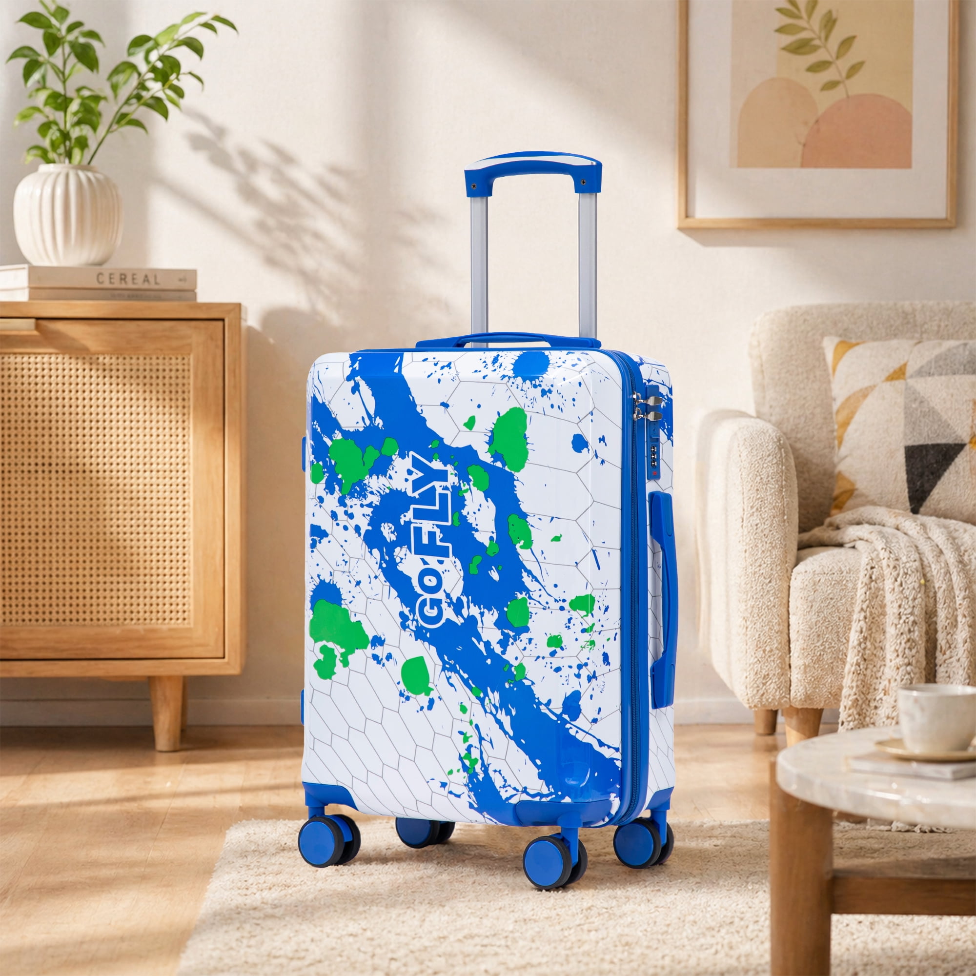Leumius 20" Hardside Carry-on Suitcase – Expandable Spinner Luggage for Travel, Blue