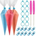 thumbnail image 1 of 122 Pieces Tipless Piping Bags - 100pcs Disposable Piping Pastry Bag for Royal Icing/Cookies Decorating - 10 Pastry Bag Ties,10 Clips &2 Scriber Needle - Best Cookie/Cake Decorating Tools (Red), 1 of 6