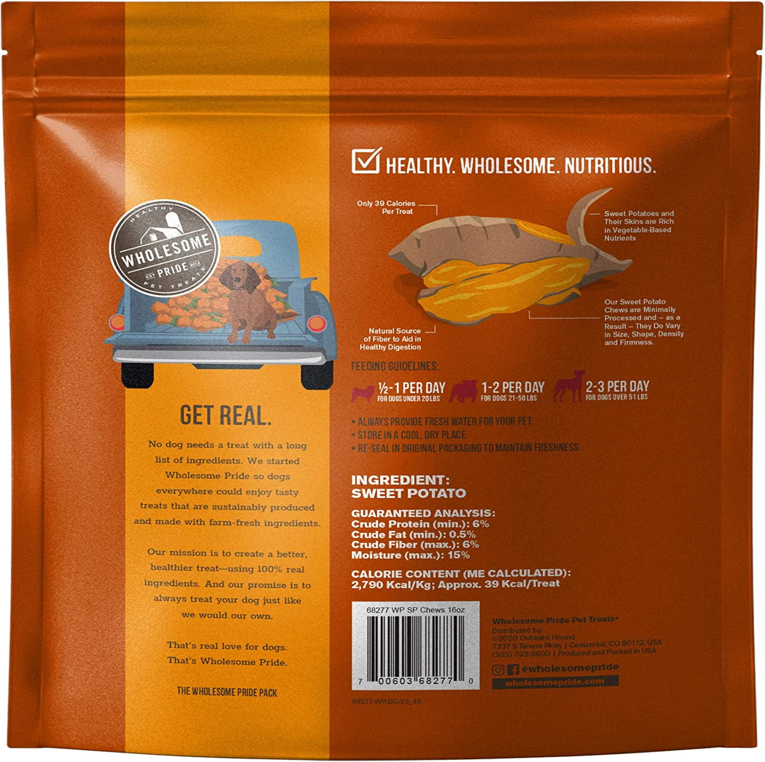 Wholesome Pride Sweet Potato Chews 100 All Natural Single
