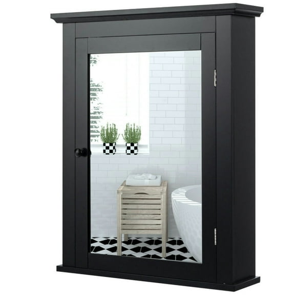 Barara King Toilet Bathroom Wall Medicine Cabinet,Bath Wall Cabinets,Wall Mounted Bathroom Mirror Cabinet with 5-level Height-adjustable Shelf-Black