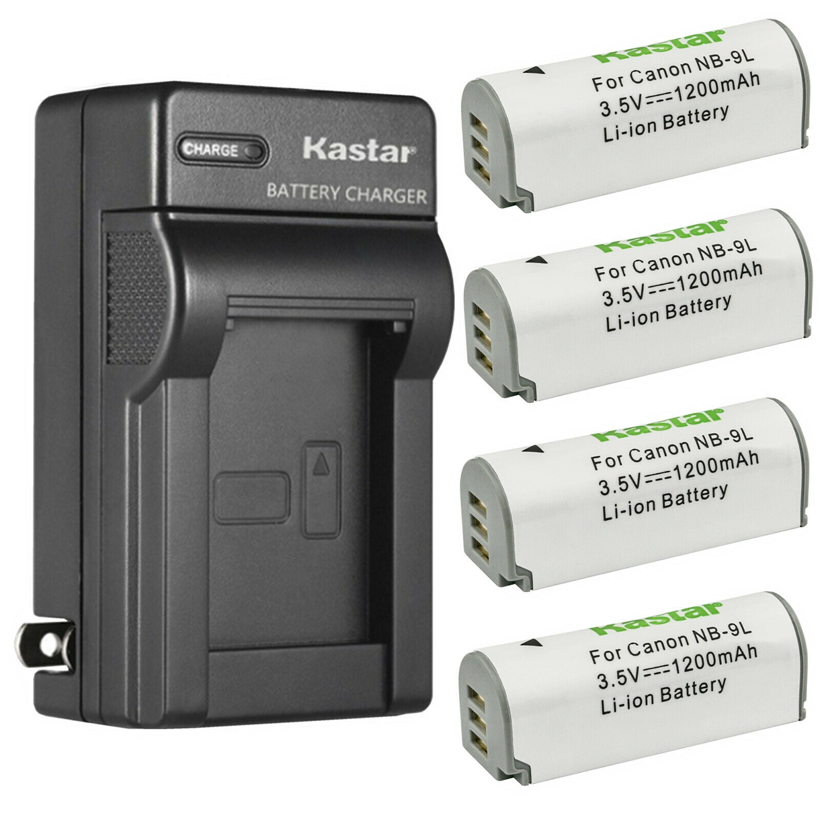 Kastar 4-Pack Battery and AC Wall Charger Replacement for Canon NB-9L NB9L NB-9LH NB9LH Battery CB-2LB 2LBE Charger Canon Powershot ELPH 510 HS Powershot ELPH 520 HS Powershot ELPH 530 HS Camera