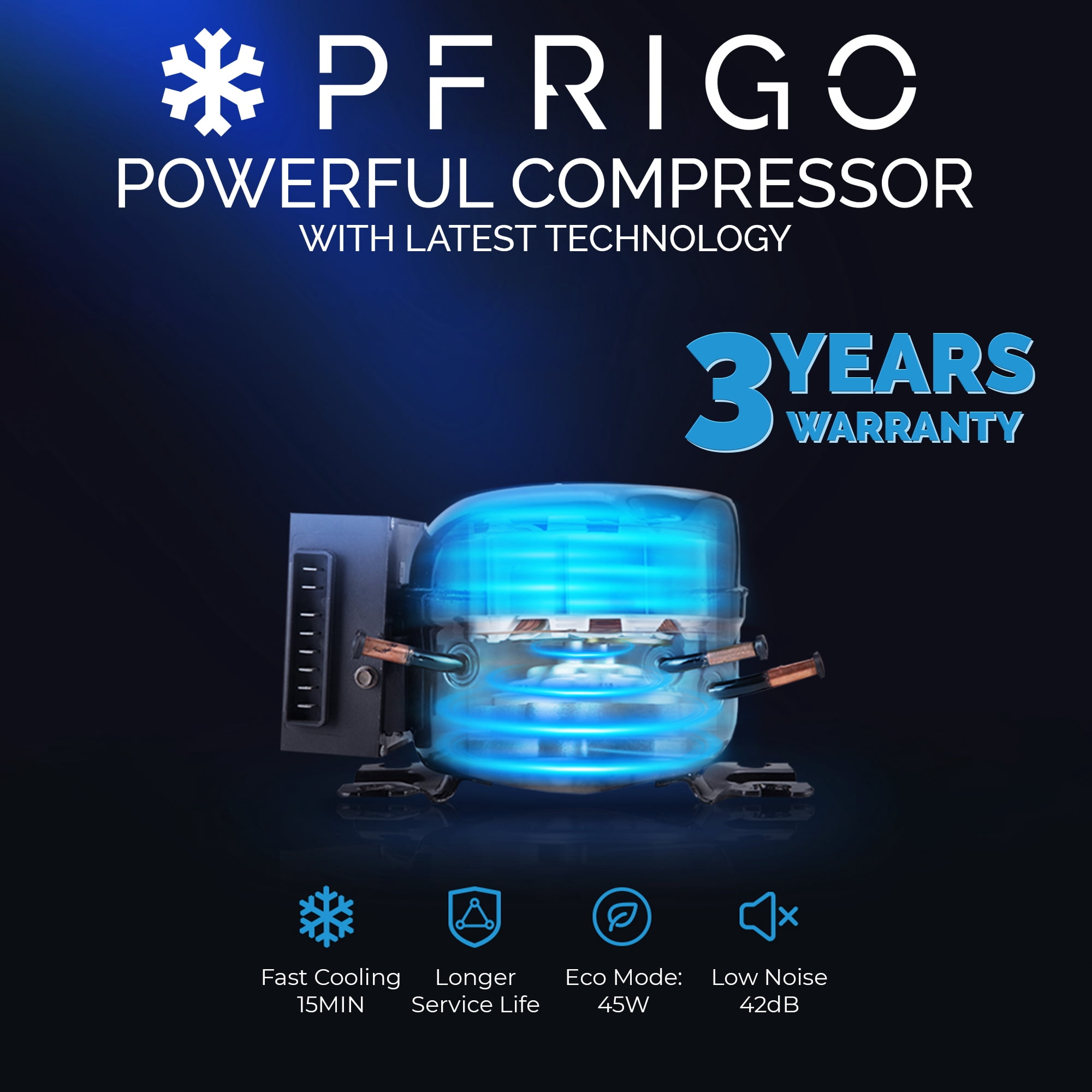 PFRIGO Car Fridge 59 Quart (55L) Portable 12v Cooler with Rolling Wheels, Pull Handle, Dual Temperature Control App, LED Touch panel and Quiet Electric Compressor for RV, Camping, Outdoor, and Travel
