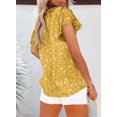 thumbnail image 2 of Aleumdr Boho Tops for Women Plus Size Shirts Summer V Neck Short Sleeve Boho Floral Chiffon Blouses Yellow 1X, 2 of 4