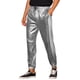 thumbnail image 5 of Pantalones jogger metálicos INSPIRE CHIC para hombres con cintura ajustable, ideales para fiestas y clubes, pantalones disco brillantes en plata 34, 5 of 5