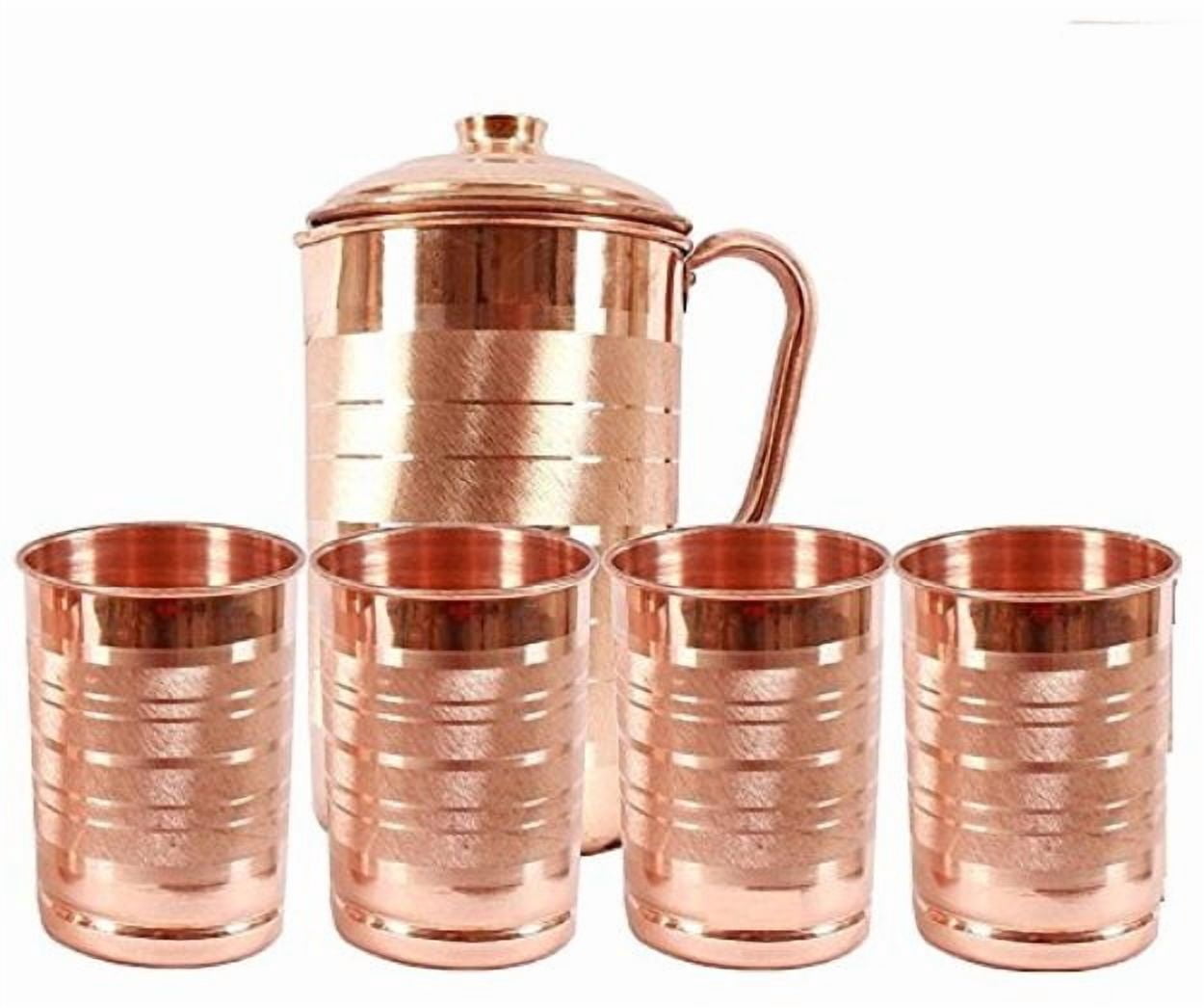 Sauran Jug Glass Water Bottle Set Jug Glass Tray Set (Copper)