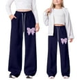 thumbnail image 2 of DHFJKG Sweatpants For Girls Girls Bow Tie Wide Leg Jogger Pants Lightweight Straight Leg Athletic Sweatpants With Pockets Cozy Trousers, 2 of 5