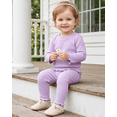 thumbnail image 4 of 12 Months Baby Girls Clothes 18 Months Girls 3 Pack Fall Winter Outfits Set Toddler Girl Long Sleeve Top Pants 6PCS Clothing Set Purple, 4 of 6