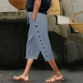 thumbnail image 3 of Capri Pants for Women Spring Summer Relaxed Fit Lightweight Elastic Waist Straight Leg Cropped Pants Capris with Pockets, 3 of 9
