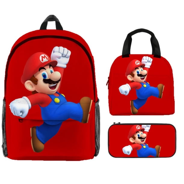 Mario bros bag Bowser Princess Peach bag pencil case lunch bag for elementary student.