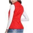 thumbnail image 3 of Dezsed Vests for Women 2023 Fashion Women Pocket Coat Long Jacket Winter Sleeveless Down Cotton Waistcoat Red S, 3 of 8