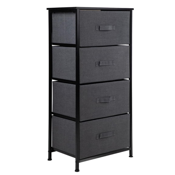 Comoda Cajonera de 4 Cajones Mueble Organizador Tela Madera gris M