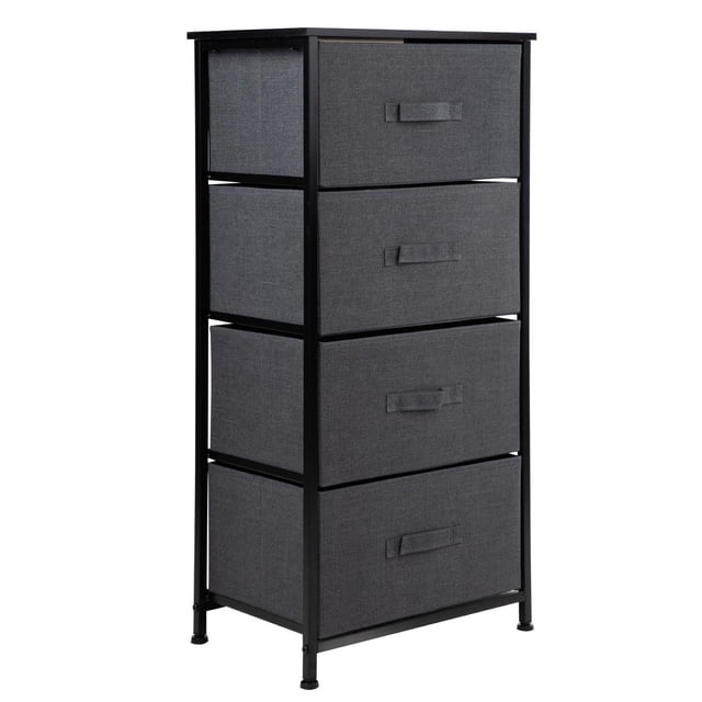 Comoda Cajonera de 4 Cajones Mueble Organizador Tela Madera gris M