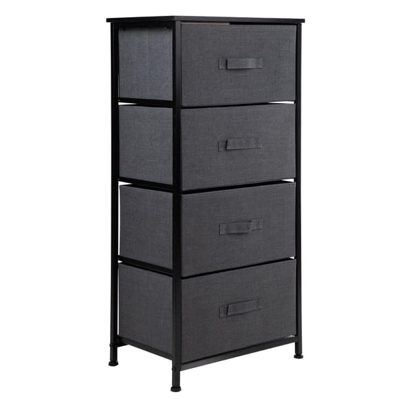 Comoda Cajonera de 4 Cajones Mueble Organizador Tela Madera gris M