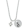 thumbnail image 1 of Delight Jewelry Silvertone Mini Heart with Cutout Silvertone Script Initial Disc - S - Charm Necklace, 20"+3", 1 of 4