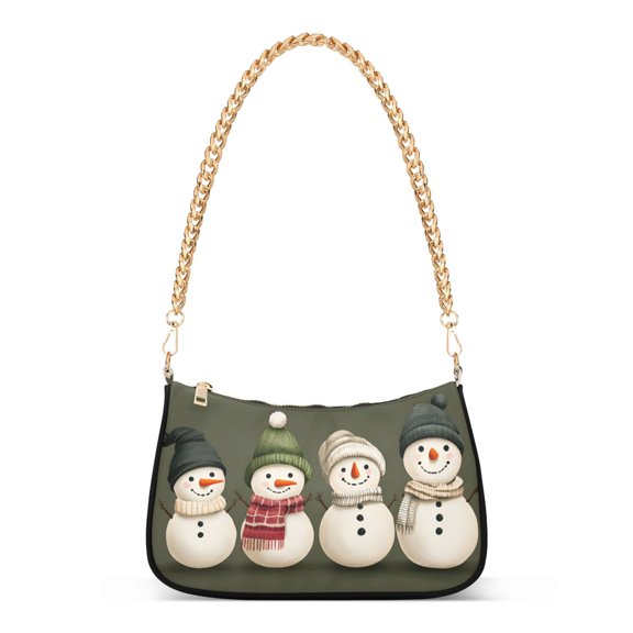 FORMRS Womens Shoulder Bag with Chain Strap Clutch Purse Cute Tote Handbag, Beige Snowmen