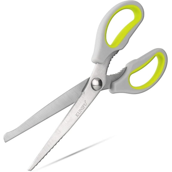KUNIFU 9.65 Inch All Purpose Scissors, Heavy Duty  Kitchen Gadgets, Cooking Cutter For Chicken, Meat, Poultry, Fish, Barbecue, Vegetables, Seafood, Dishwasher Safe