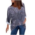thumbnail image 1 of Mode Femmes Décontracté Vintage Imprimé Col en V Manches Longues Chemise Blouse Hauts, 1 of 1