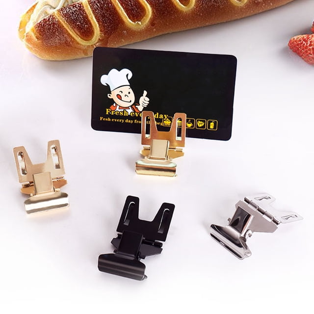 Musbetu 10Pcs Price Tag Holder Foldable Stable Fixing Electroplated Retail Shop Promotions Label Clip for Cake Shop