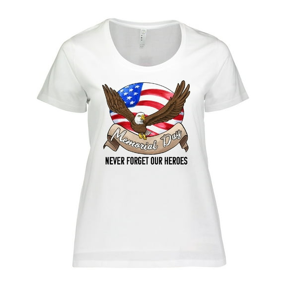 Inktastic Memorial Day- Never Forget Our Heroes- Bald Eagle Women's Plus Size T-Shirt