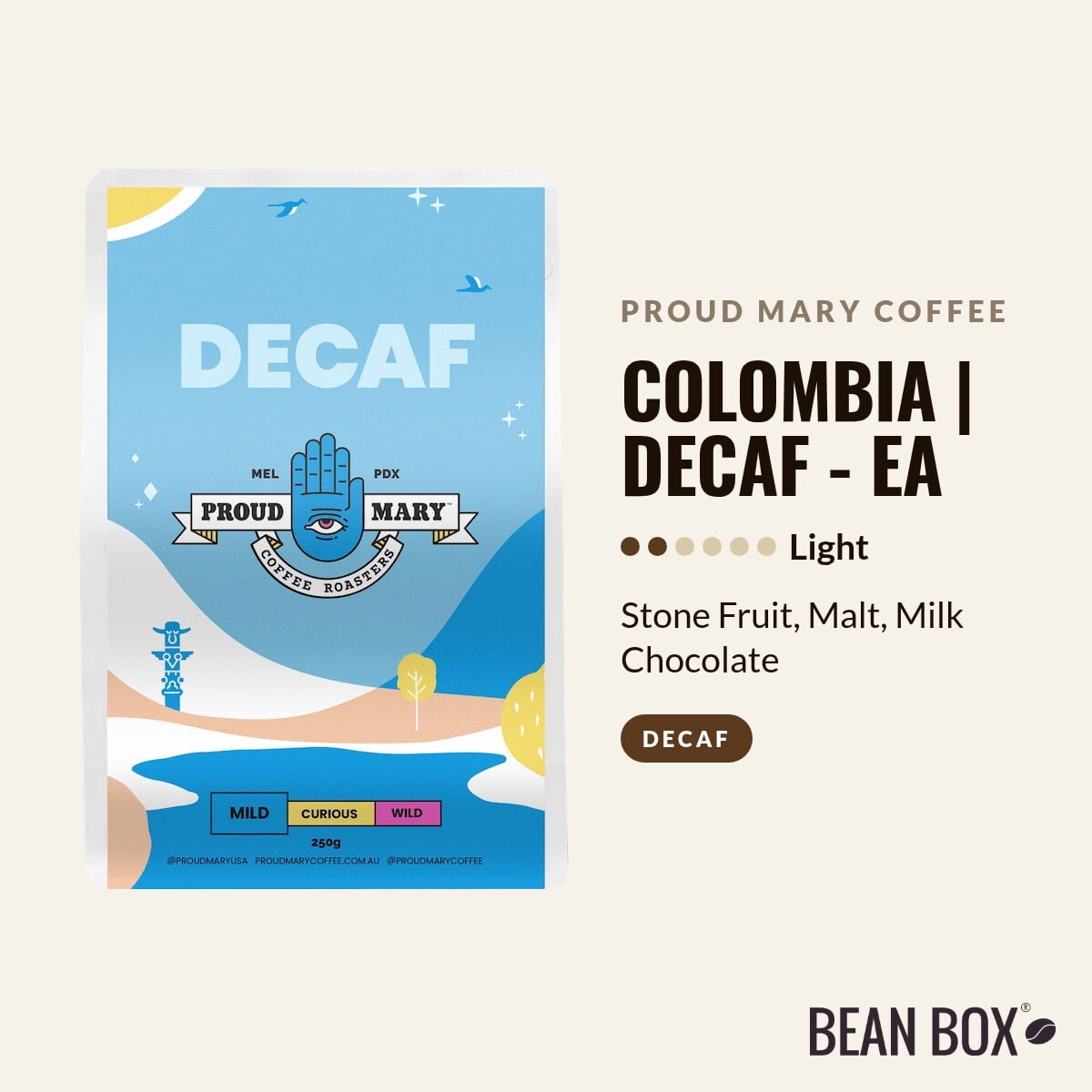 Colombia Decaf - EA - Roasted by Proud Mary Coffee - Whole Bean Coffee - 250g Bag