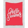 thumbnail image 1 of Hello Summer Tapestry, Hand Written Looking Calligraphy Simplistic Summer Themed Layout, Wall Hanging for Bedroom Living Room Dorm Decor, 60W X 80L Inches, Dark Coral and White, by Ambesonne, 1 of 2