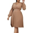 thumbnail image 2 of Women's Plus Size Elastic Waist A-Line Wedding Guest Dresses Pleated Long Dress, 2 of 5
