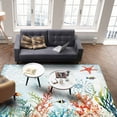 thumbnail image 4 of Area Rugs Indoor Non-Slip Rectangle Rug 5x7 Ft Summer Coastal Ocean Coral Seaweed Summer Nautical Rug Rubber Backing Floor Mats Non Shedding Home Decor Carpet for Entryway Living Room, 4 of 8