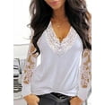 thumbnail image 2 of JustVH Women Lace Sexy Deep V Neck Shirts Long Sleeve Low Cut Top, 2 of 4