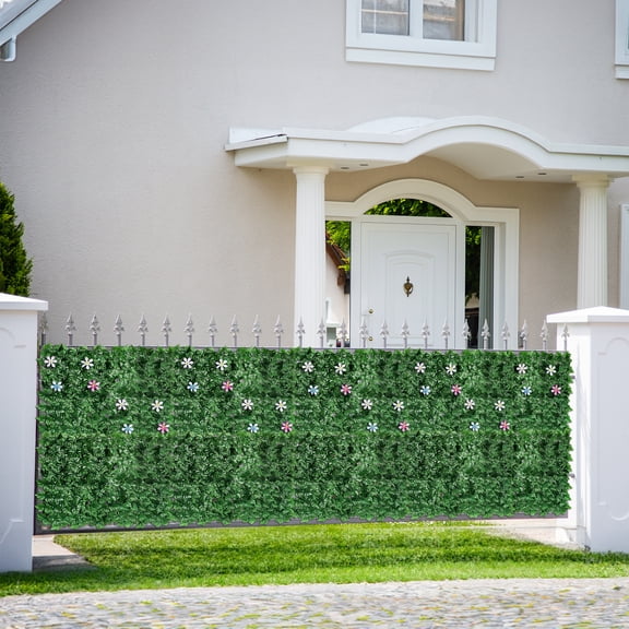 24‑Piece Artificial Ivy Leaf Privacy Fence with Flowers, 11.8" × 15.7" Panels