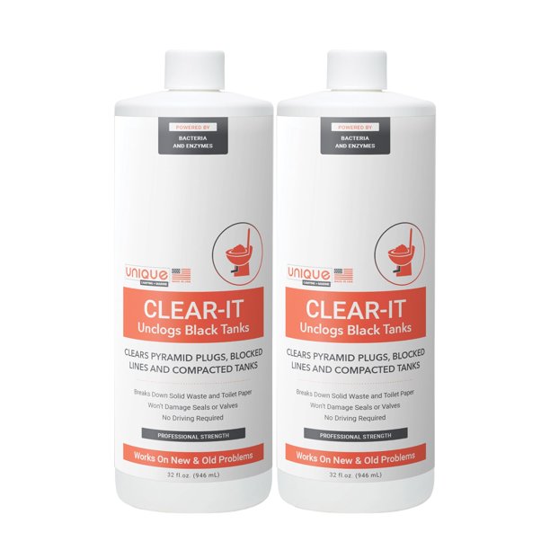 Líquido desatascador RV Black Tank, único, Clear-It, 960 ml (paquete de 2)