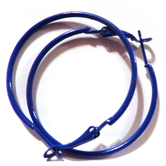 Midnight Blue Hoop Earrings Navy Blue Earrings 1.5 inch Hoops