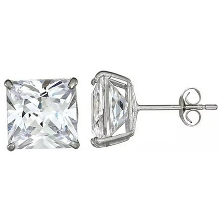 14k White Gold 5 mm Cubic Zirconia Square Plated Stud Earrings by Paris Jewelry 14k White Gold 5 mm Cubic Zirconia Square Plated Stud Earrings by Paris Jewelry