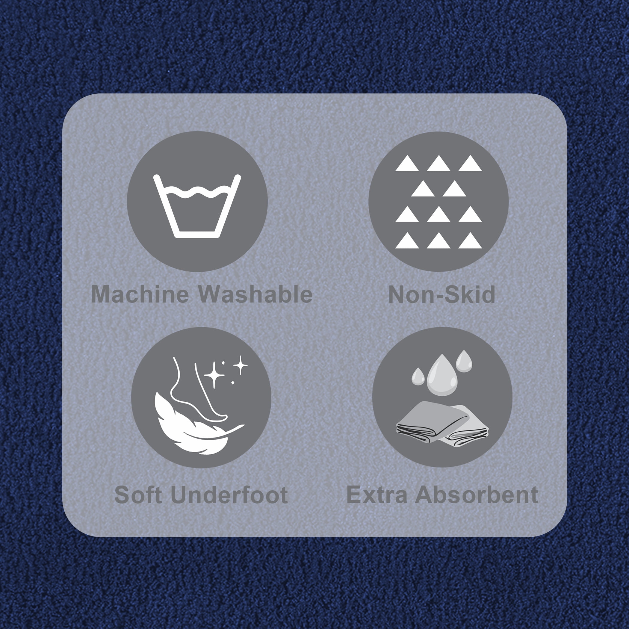 Hotel Style Blue Micro-Polyester 24" x 40" Bath Rug