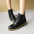 thumbnail image 5 of Fesfesfes Ankle Boots for Women Decorative Buckle Side Zipper Strap Round Low Heel 7.5(40), 5 of 5