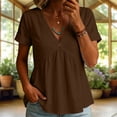 thumbnail image 2 of Turilly Peplum Fit V-Neck Tops for Women Short Sleeved Solid Color Casual Top T-Shirts with Decorative Button, 2 of 6