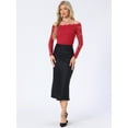 thumbnail image 4 of DARING DIVA Women's Sheer Long Sleeves Off Shoulder Floral Lace Tops L Red, 4 of 6