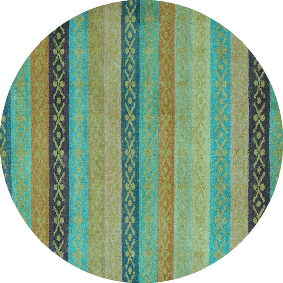 Ahgly Company Indoor Round Oriental Light Blue Modern Area Rugs, 3' Round