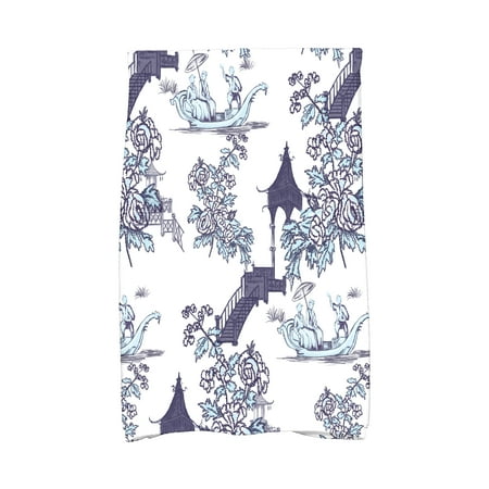 

Simply Daisy 16 x 25 inch China Old Floral Print Kitchen Towel Navy Blue
