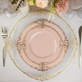 BalsaCircle 10 Blush Round 8" Disposable Plastic Salad Dinner Plates Gold Embossed Baroque Trim ...