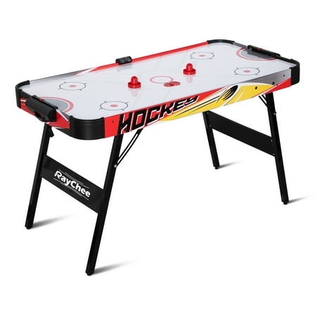 RayChee 54in Folding Air Hockey Table Game for Adults and Kids (Red & Yellow)