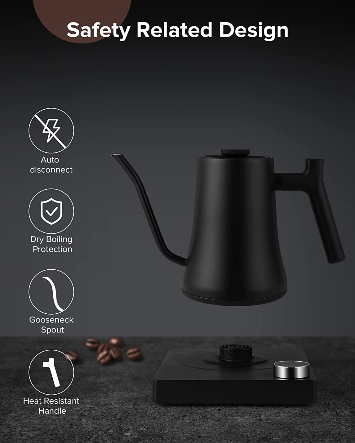GCP Products GCP-US-566622 Electric Gooseneck Kettle With Temperature  Control, Pour Over Coffee & Tea, 1200W 180-Sec Quick Boil Time, 600G Ultra  Light, …