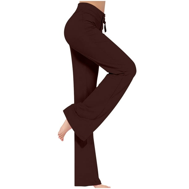 New Year New You! Feltree Full Length Pants Women's Loose High Waist Wide  Leg Pants Workout Out Leggings Casual Trousers Yoga Gym Pants Brown XXL 
