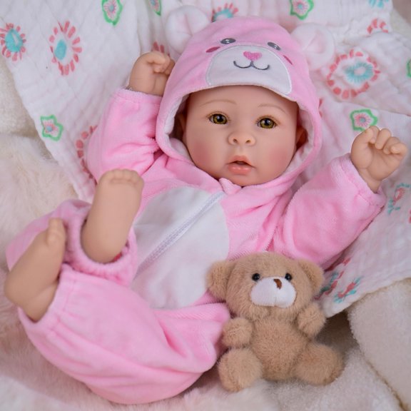 Muñeca Bebé UOFTKIZ de 17" con Cuerpo Suave Realista y Kit de Juguetes