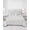 thumbnail image 2 of Quilts King Size Bedding Set, Grey Vertical Striped Lightweight Quilted Comforter, Farmhouse Thin Line Stripes Soft Reversible Bedspread Coverlet with Pillow Covers for All Season, 96" x 106", 2 of 7