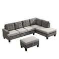 thumbnail image 2 of Sofa Set for Living Room with Chaise Lounge and Storage Ottoman Living Room Furniture Gray, 2 of 13