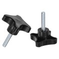 thumbnail image 1 of Uxcell 2-Pack Pomos de Sujeción en Forma de Estrella, M8x35mm Rosca Macho, Reemplazo de Mango de Máquina de Tornillo Brillante [60mm, Negro], 1 of 1