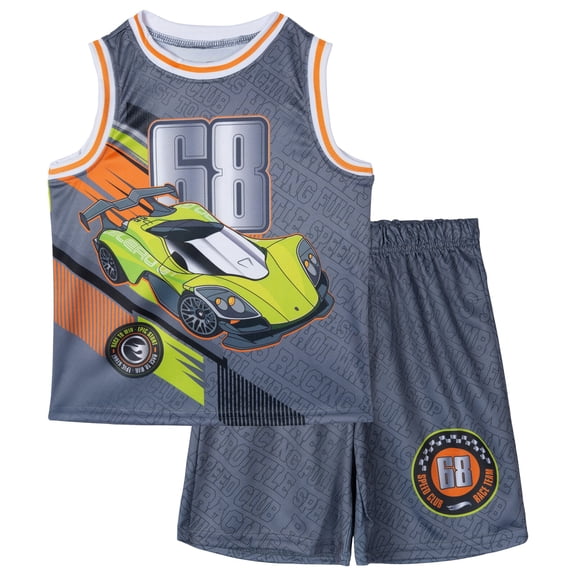 Hot Wheels Mesh Jersey Athletic Tank Top and Basketball Shorts Outfit Set Toddler to Big Kid