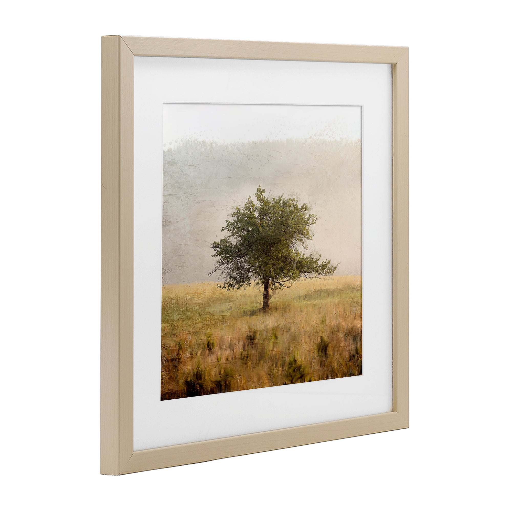 Stupell Industries Tree Alone in Golden Field Birch Framed Print Under Glass, design by Anne Bailey